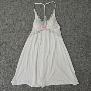 Victoria Secret Lace Babydoll Chemise Nightgown Pink Bow XS Lingerie